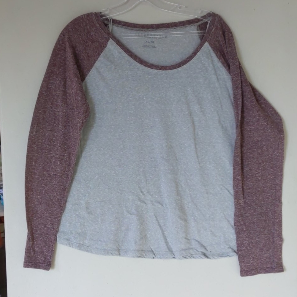 Grey/maroon Long sleeve top